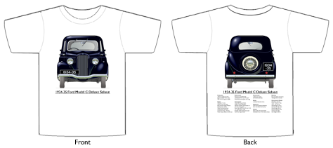 Ford Model C Deluxe Saloon 1934-35 T-shirt Front & Back
